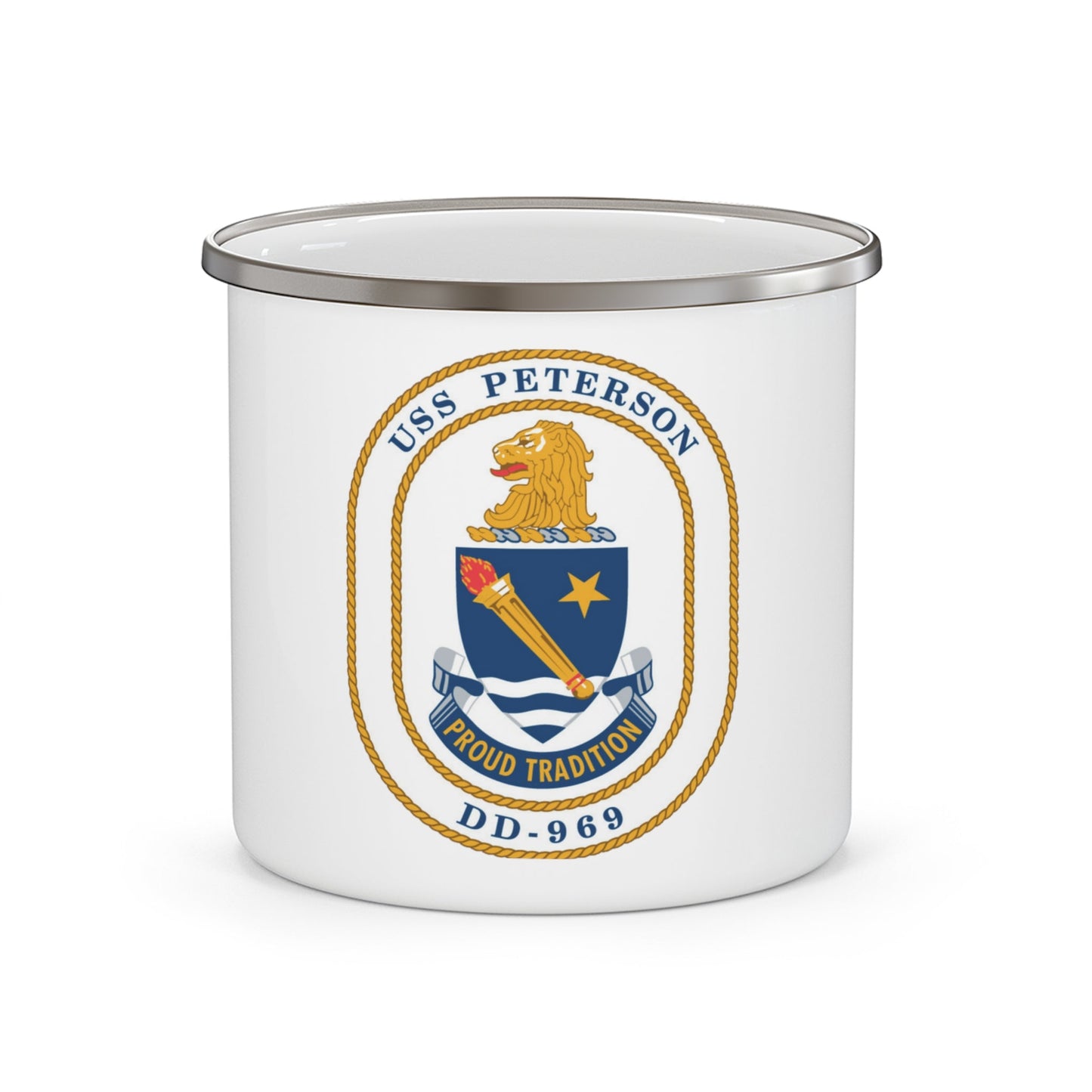 USS Peterson DD 969 (U.S. Navy) Enamel Mug 12oz-12oz-The Sticker Space