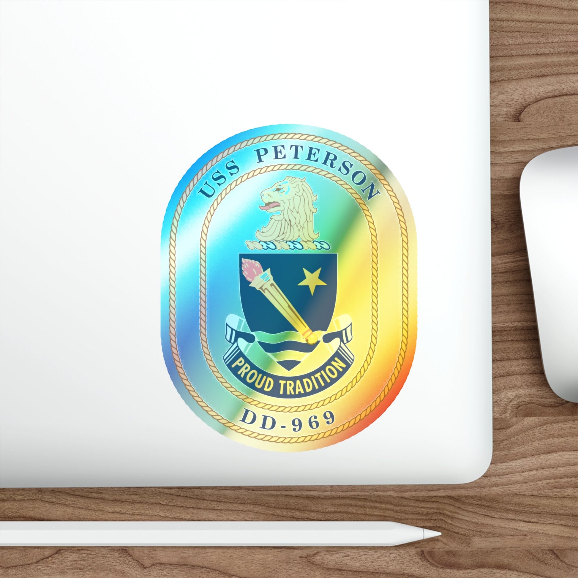 USS Peterson DD 969 (U.S. Navy) Holographic STICKER Die-Cut Vinyl Decal-The Sticker Space