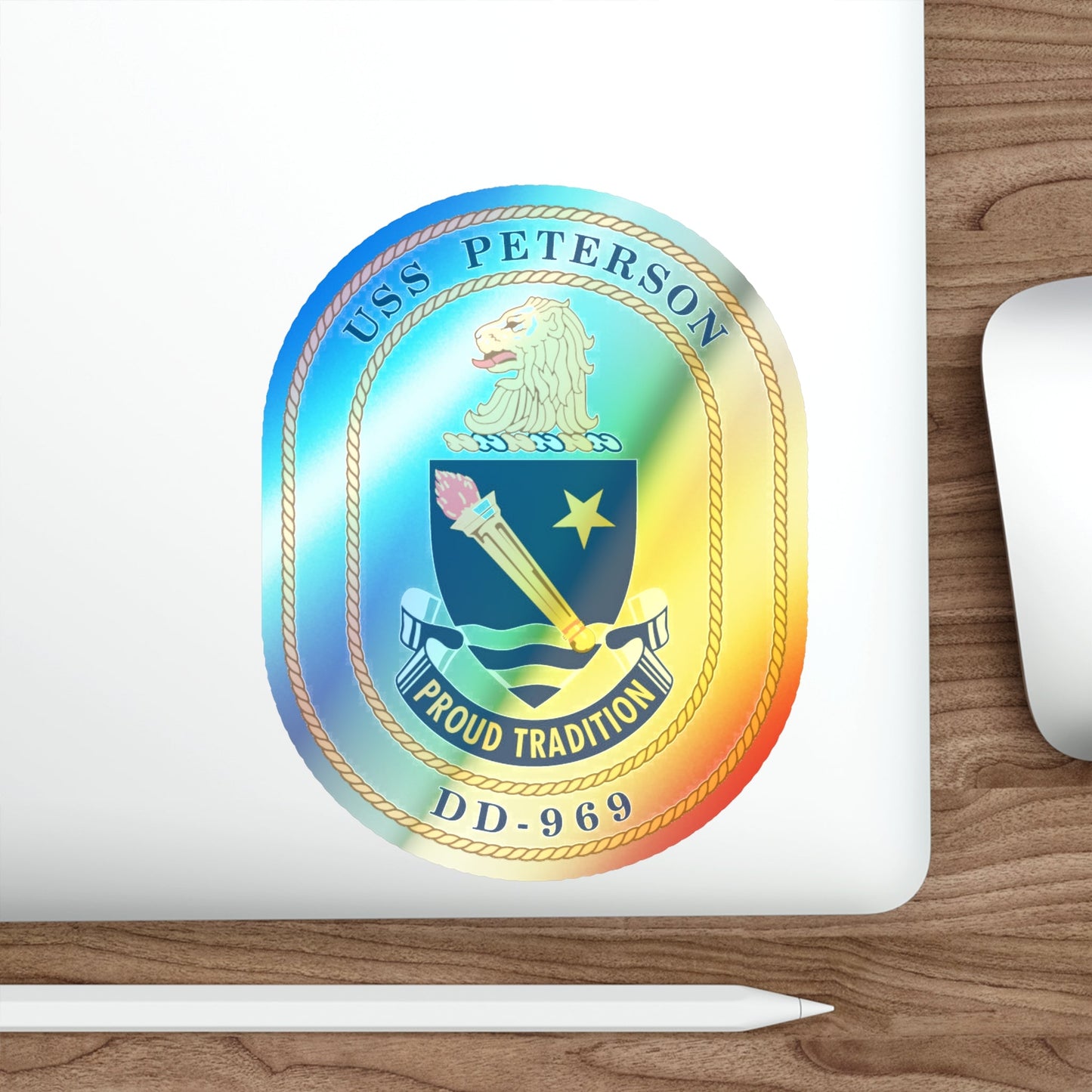 USS Peterson DD 969 (U.S. Navy) Holographic STICKER Die-Cut Vinyl Decal-The Sticker Space