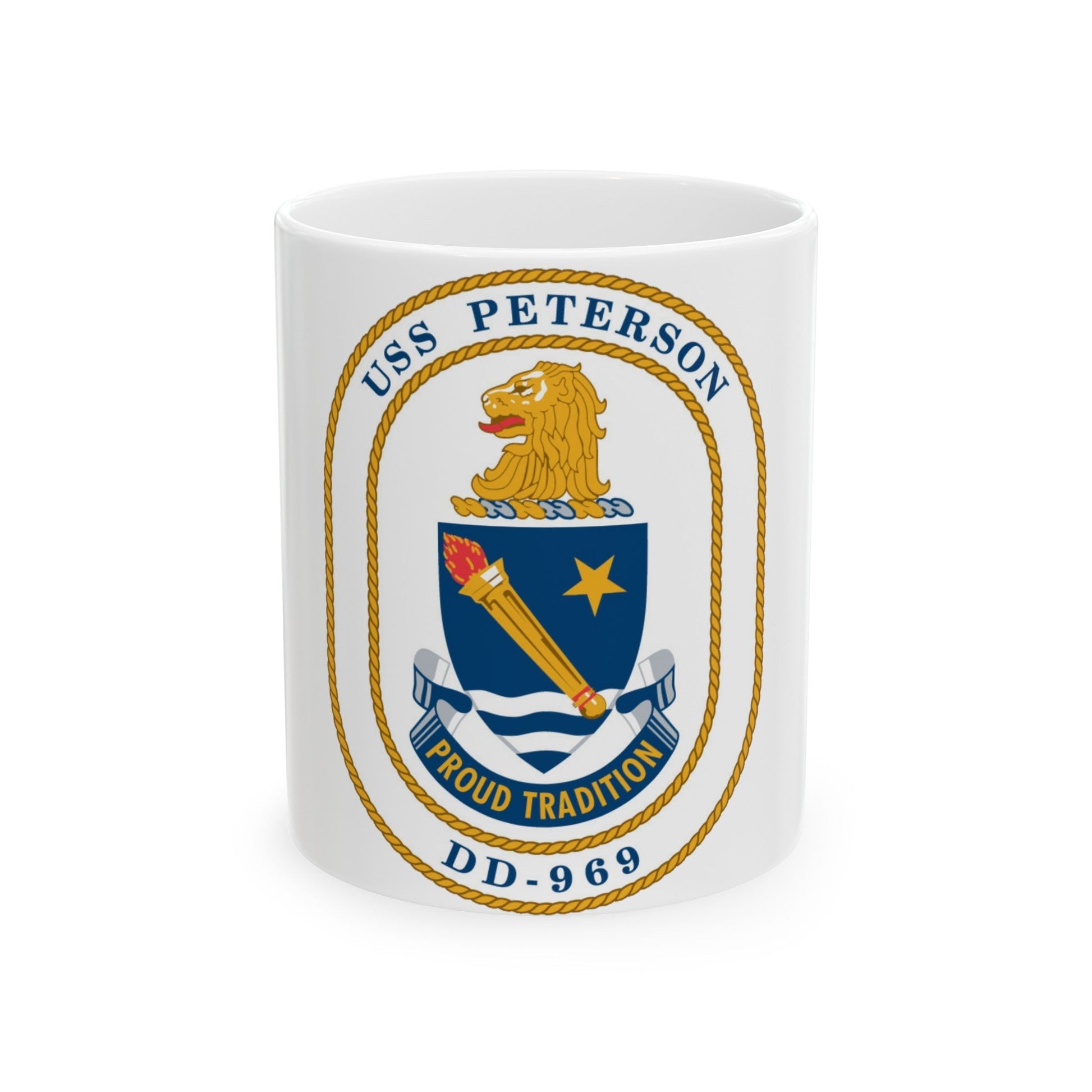 USS Peterson DD 969 (U.S. Navy) White Coffee Mug-11oz-The Sticker Space