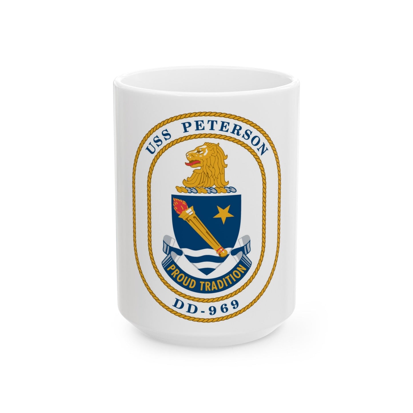 USS Peterson DD 969 (U.S. Navy) White Coffee Mug-15oz-The Sticker Space