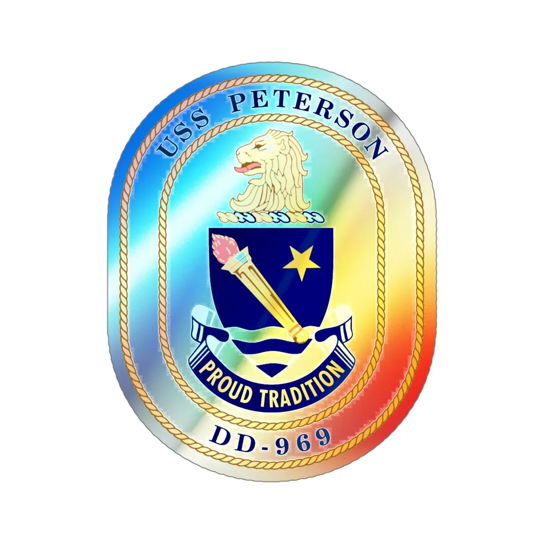USS Peterson DD 969 (U.S. Navy) Holographic STICKER Die-Cut Vinyl Decal 5 Inch Holographic - The Sticker Space