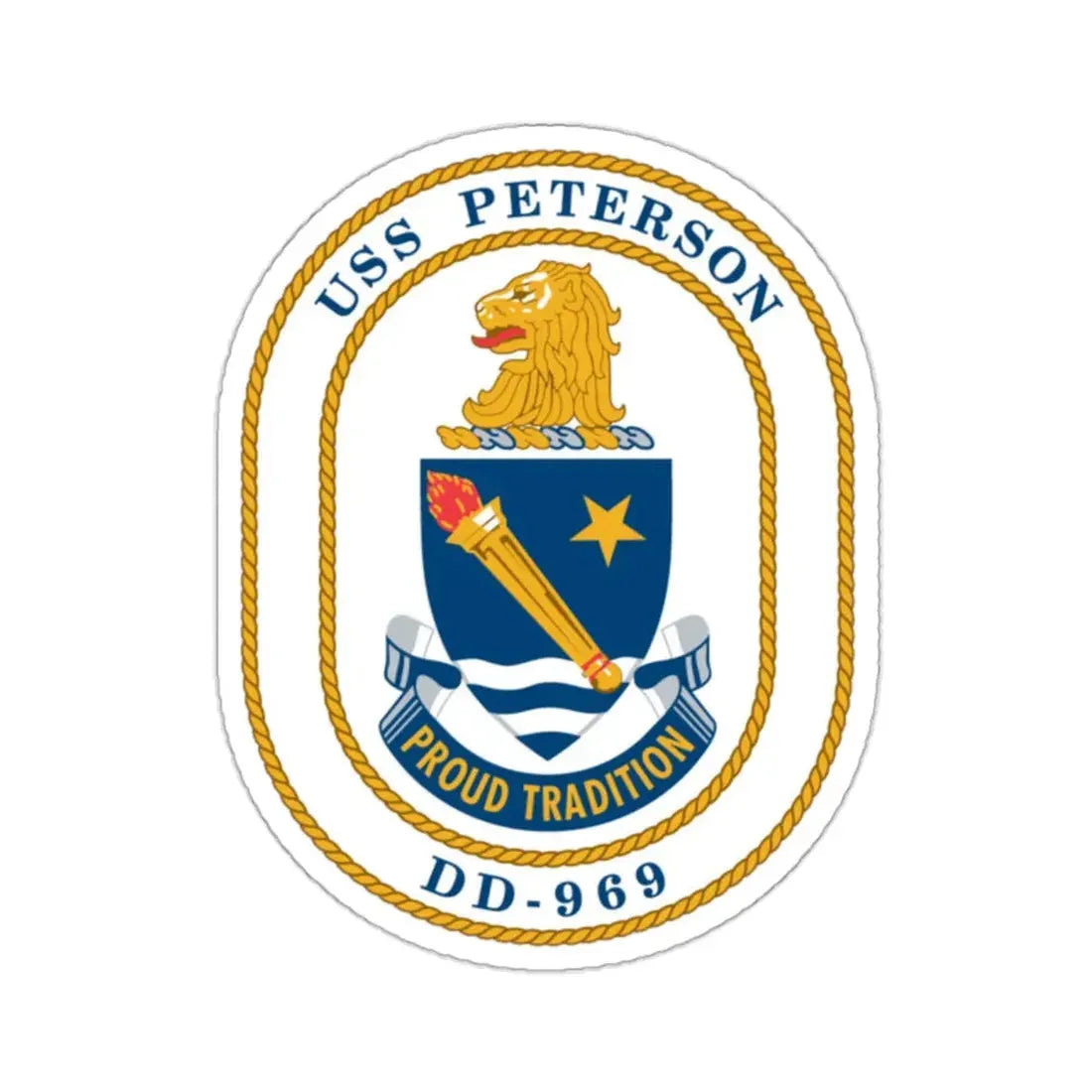 USS Peterson DD 969 (U.S. Navy) STICKER Vinyl Kiss-Cut Decal 2 Inch White - The Sticker Space