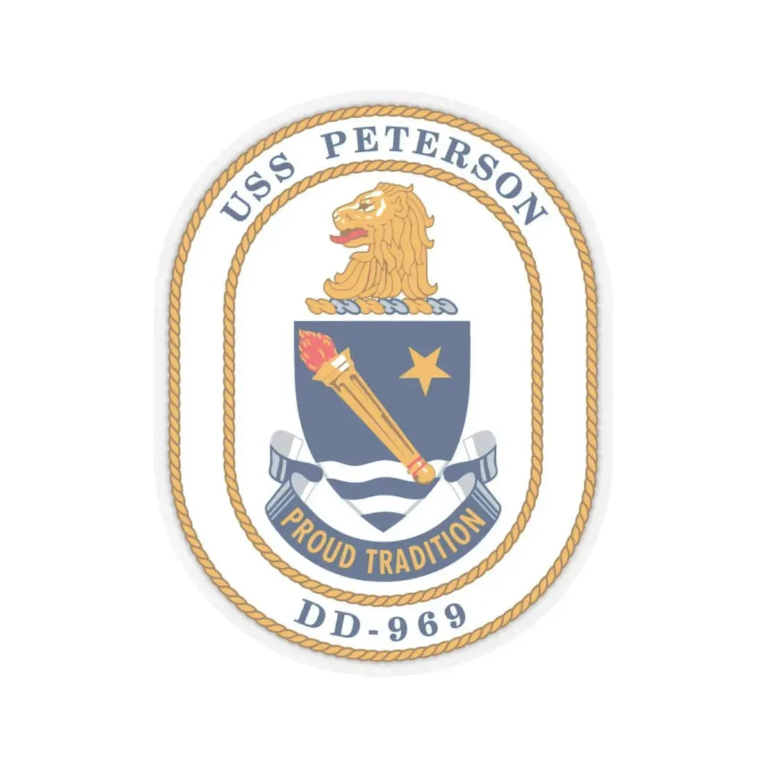 USS Peterson DD 969 (U.S. Navy) STICKER Vinyl Kiss-Cut Decal 4 Inch Transparent - The Sticker Space