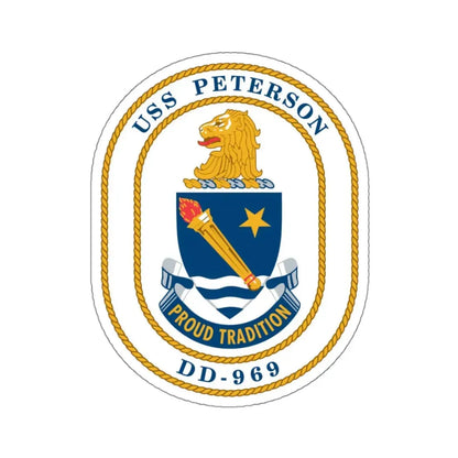 USS Peterson DD 969 (U.S. Navy) STICKER Vinyl Kiss-Cut Decal 4 Inch White - The Sticker Space