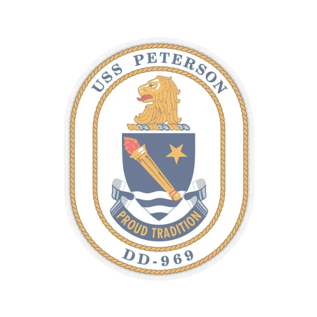 USS Peterson DD 969 (U.S. Navy) STICKER Vinyl Kiss-Cut Decal 6 Inch Transparent - The Sticker Space