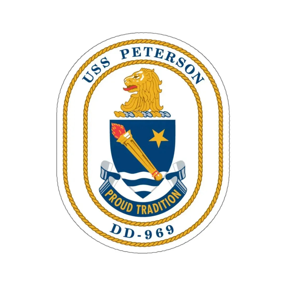 USS Peterson DD 969 (U.S. Navy) STICKER Vinyl Kiss-Cut Decal 6 Inch White - The Sticker Space