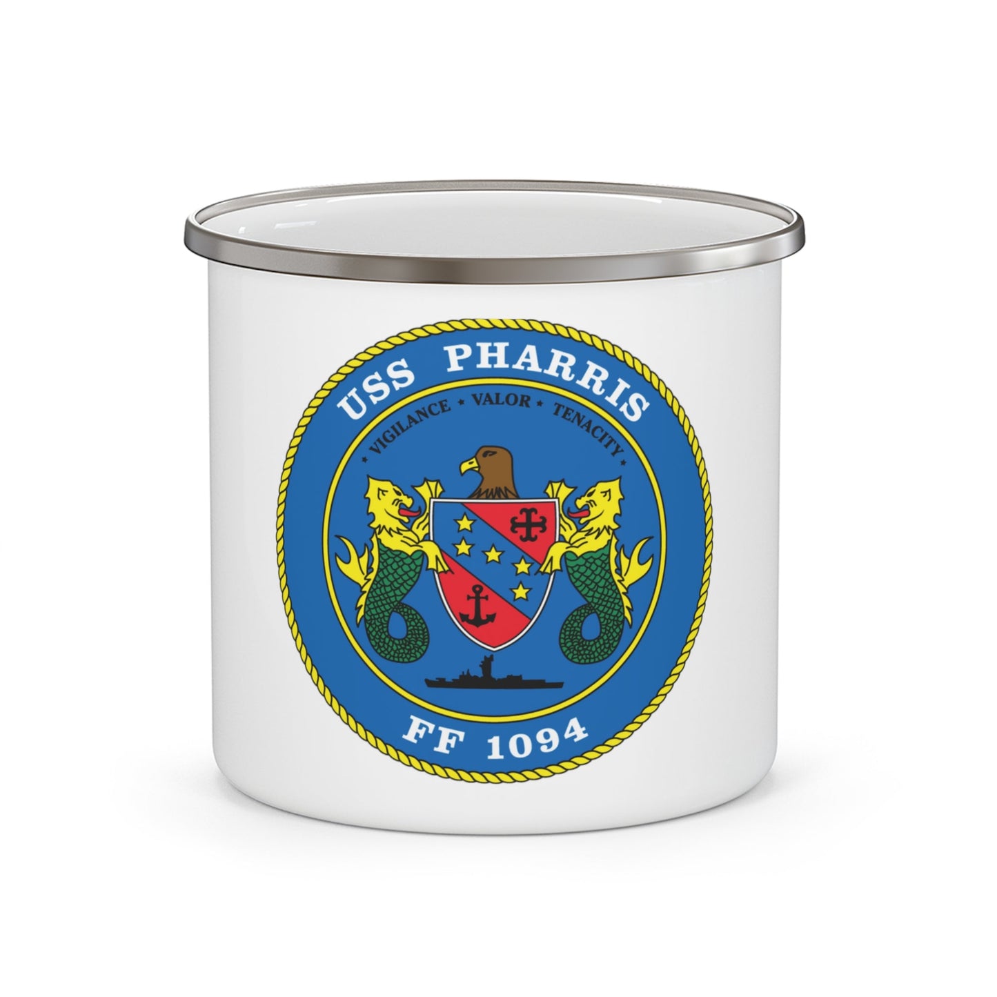 USS Pharris FF 1094 (U.S. Navy) Enamel Mug 12oz-12oz-The Sticker Space