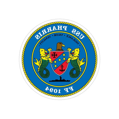 USS Pharris FF 1094 (U.S. Navy) REVERSE PRINT Transparent Die-Cut STICKER 5 Inch Die-Cut Transparent - The Sticker Space