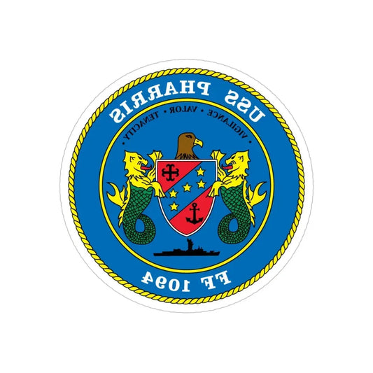 USS Pharris FF 1094 (U.S. Navy) REVERSE PRINT Transparent Die-Cut STICKER 6 Inch Die-Cut Transparent - The Sticker Space
