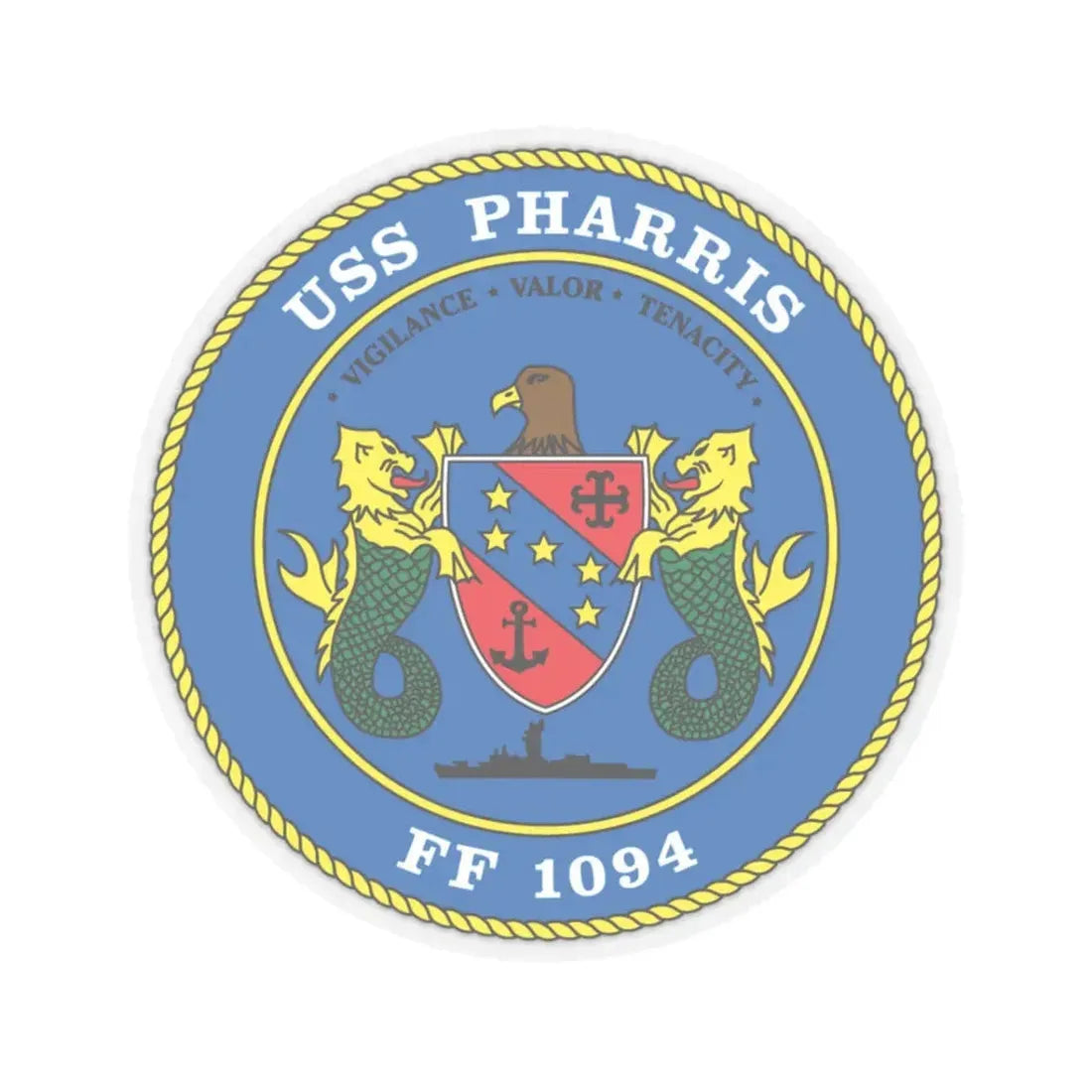 USS Pharris FF 1094 (U.S. Navy) STICKER Vinyl Kiss-Cut Decal 3 Inch Transparent - The Sticker Space