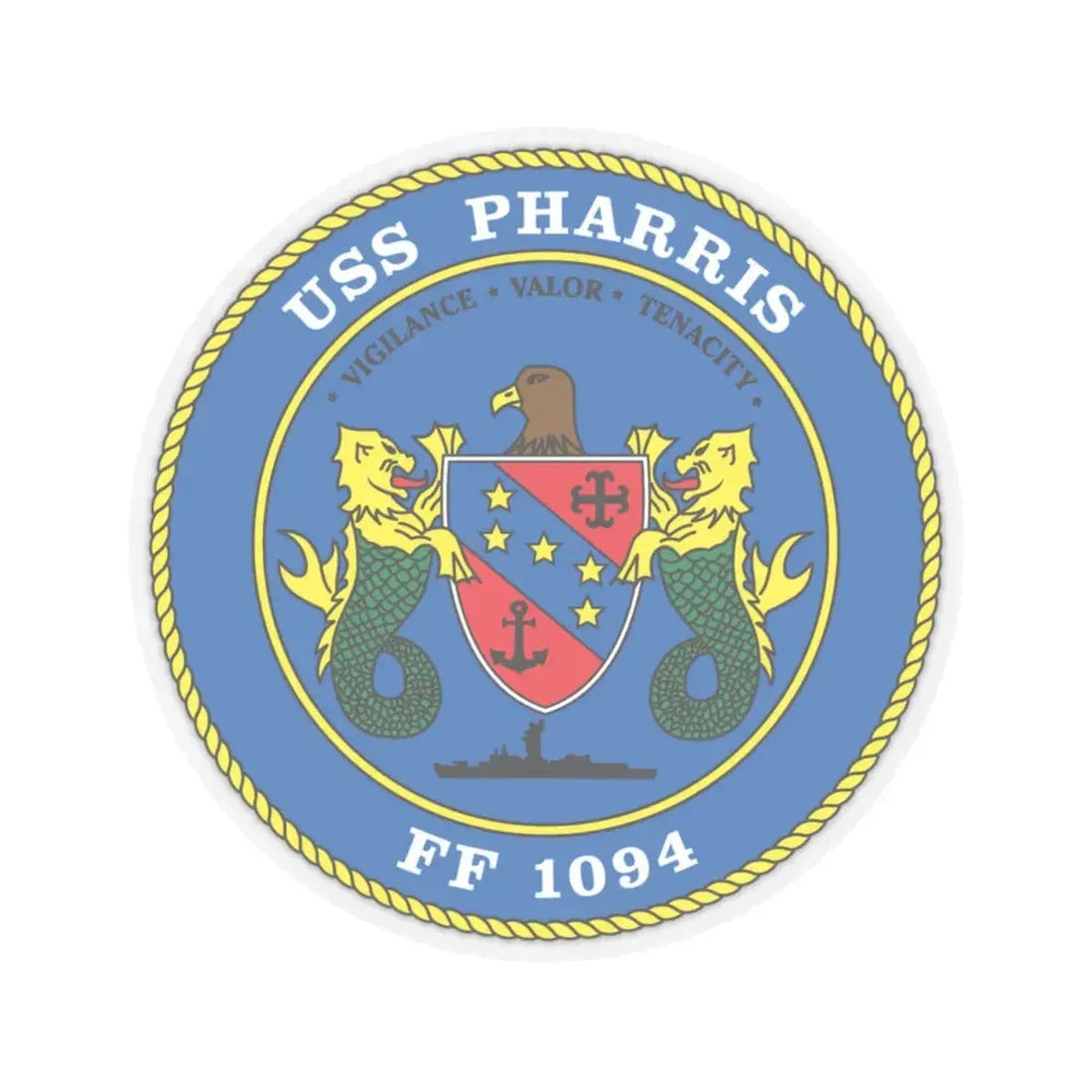 USS Pharris FF 1094 (U.S. Navy) STICKER Vinyl Kiss-Cut Decal 4 Inch Transparent - The Sticker Space