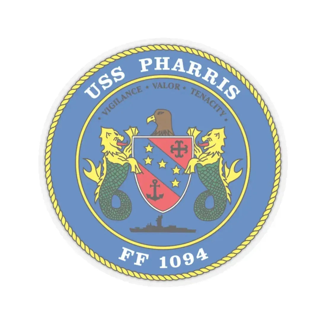 USS Pharris FF 1094 (U.S. Navy) STICKER Vinyl Kiss-Cut Decal 6 Inch Transparent - The Sticker Space