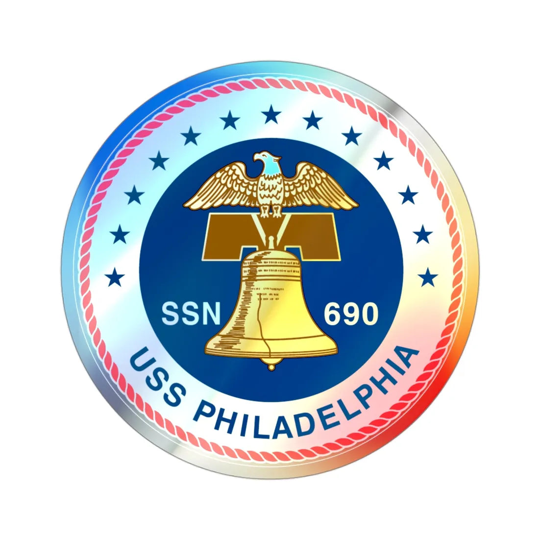 USS Philadelphia (U.S. Navy) Holographic STICKER Die-Cut Vinyl Decal 3 Inch Holographic - The Sticker Space