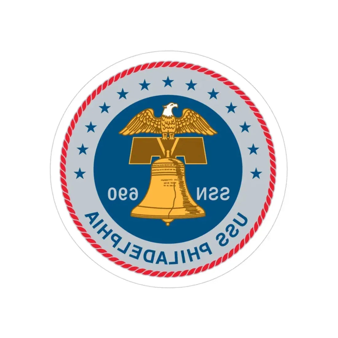 USS Philadelphia (U.S. Navy) REVERSE PRINT Transparent Die-Cut STICKER 3 Inch Die-Cut Transparent - The Sticker Space