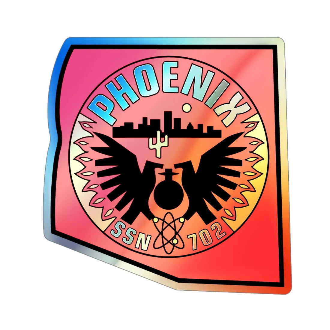 USS Phoenix SSN 702 (U.S. Navy) Holographic STICKER Die-Cut Vinyl Decal 4 Inch Holographic - The Sticker Space