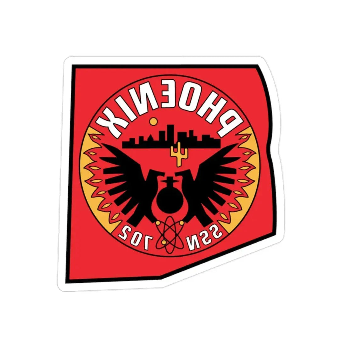 USS Phoenix SSN 702 (U.S. Navy) REVERSE PRINT Transparent Die-Cut STICKER 2 Inch Die-Cut Transparent - The Sticker Space