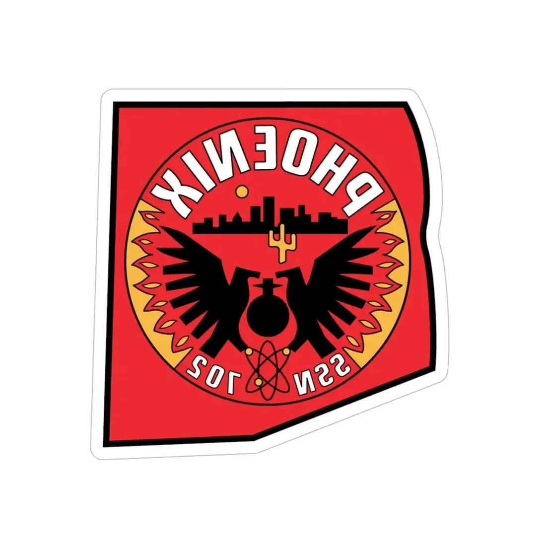 USS Phoenix SSN 702 (U.S. Navy) REVERSE PRINT Transparent Die-Cut STICKER 5 Inch Die-Cut Transparent - The Sticker Space