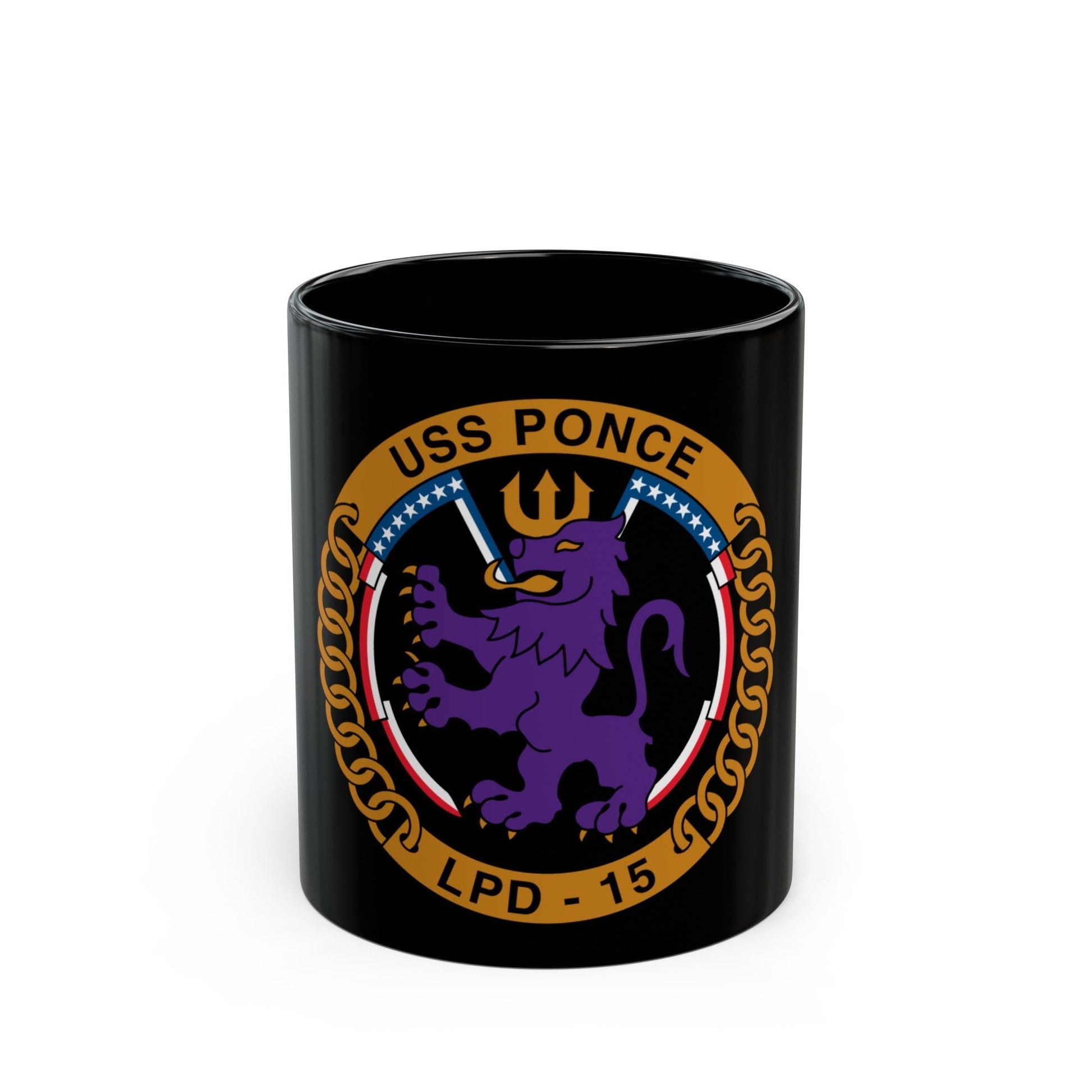 USS Ponce LPD 15 (U.S. Navy) Black Coffee Mug-11oz-The Sticker Space