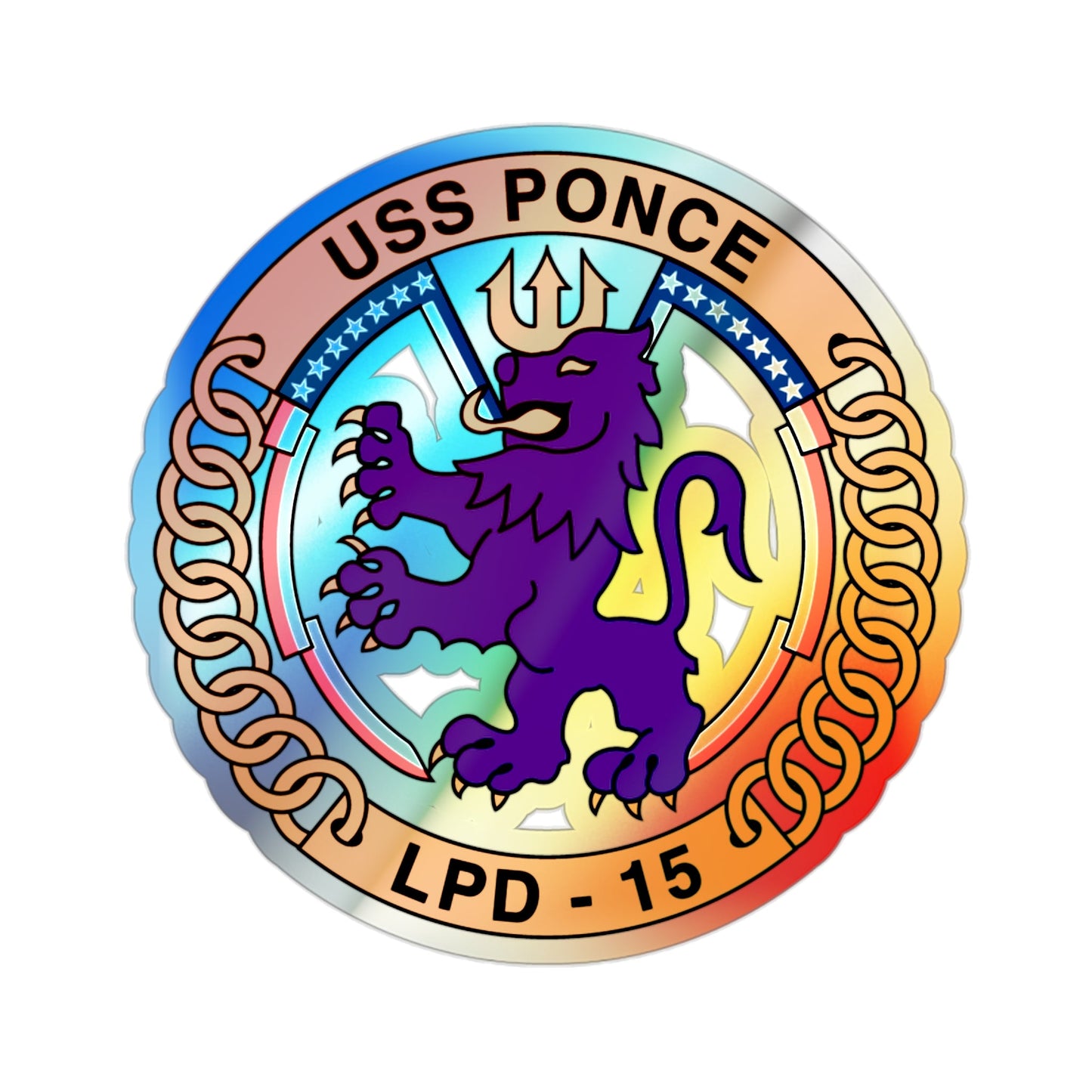 USS Ponce LPD 15 (U.S. Navy) Holographic STICKER Die-Cut Vinyl Decal-2 Inch-The Sticker Space