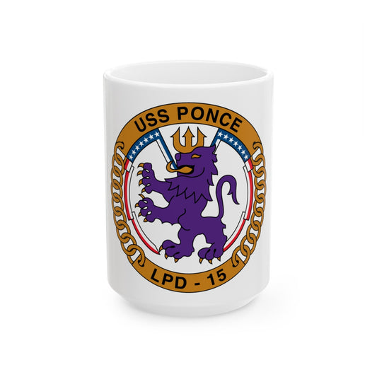 USS Ponce LPD 15 (U.S. Navy) White Coffee Mug-15oz-The Sticker Space