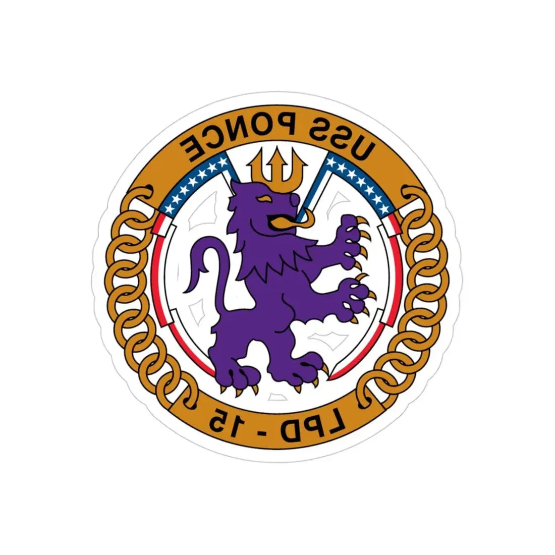 USS Ponce LPD 15 (U.S. Navy) REVERSE PRINT Transparent Die-Cut STICKER 3 Inch Die-Cut Transparent - The Sticker Space