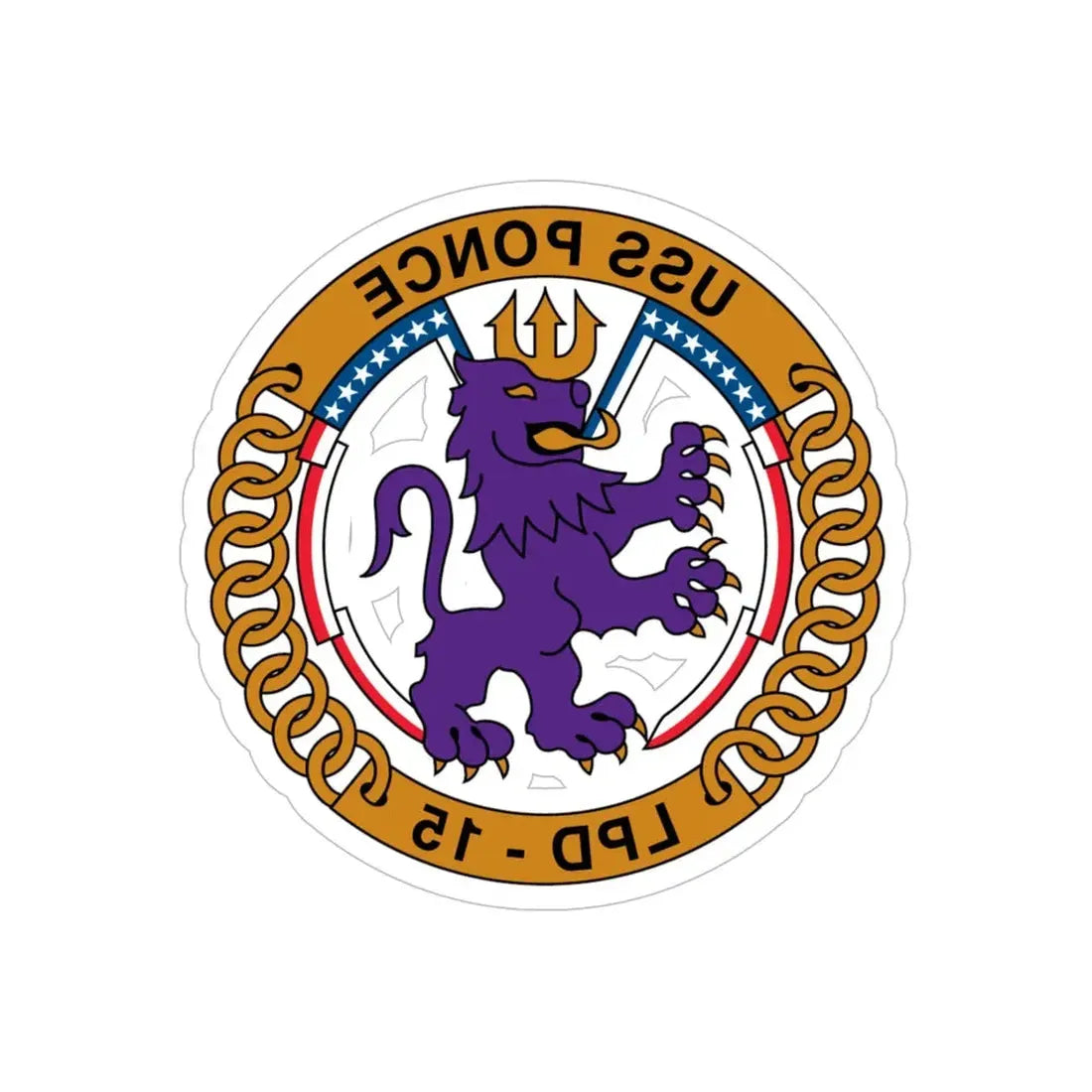 USS Ponce LPD 15 (U.S. Navy) REVERSE PRINT Transparent Die-Cut STICKER 5 Inch Die-Cut Transparent - The Sticker Space