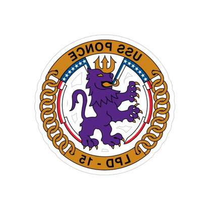 USS Ponce LPD 15 (U.S. Navy) REVERSE PRINT Transparent Die-Cut STICKER 5 Inch Die-Cut Transparent - The Sticker Space