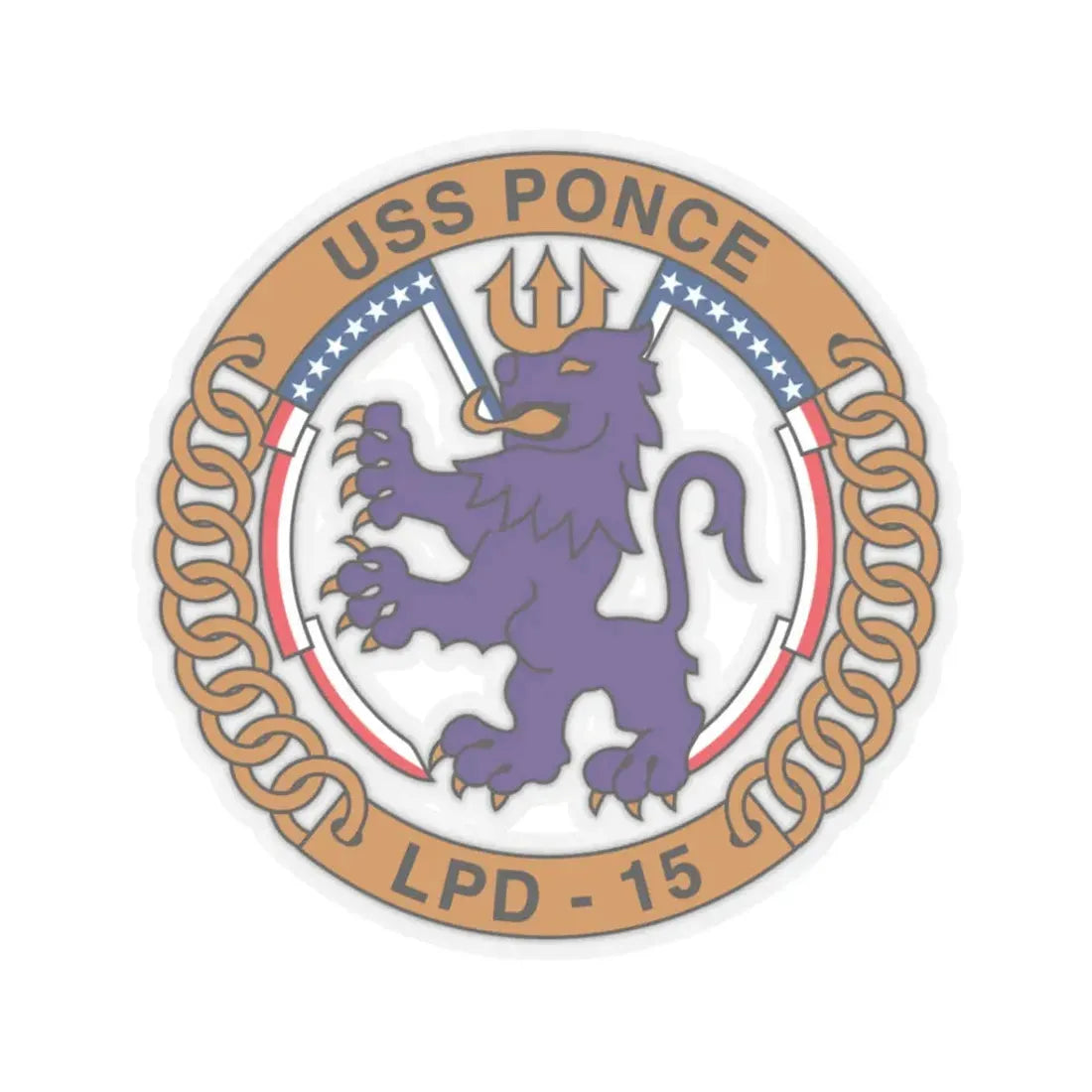 USS Ponce LPD 15 (U.S. Navy) STICKER Vinyl Kiss-Cut Decal 3 Inch Transparent - The Sticker Space