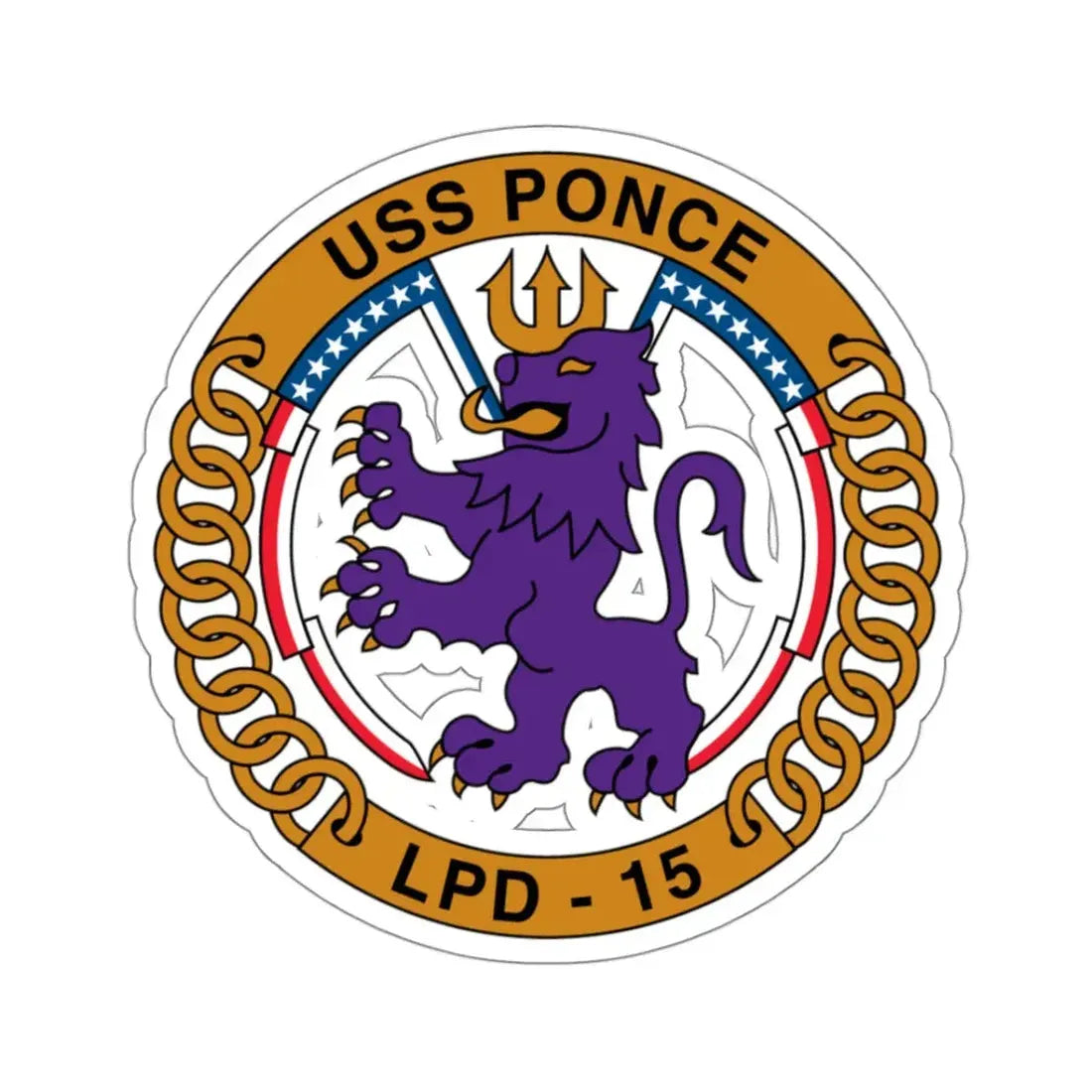 USS Ponce LPD 15 (U.S. Navy) STICKER Vinyl Kiss-Cut Decal 3 Inch White - The Sticker Space