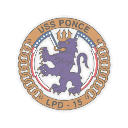 USS Ponce LPD 15 (U.S. Navy) STICKER Vinyl Kiss-Cut Decal 4 Inch Transparent - The Sticker Space