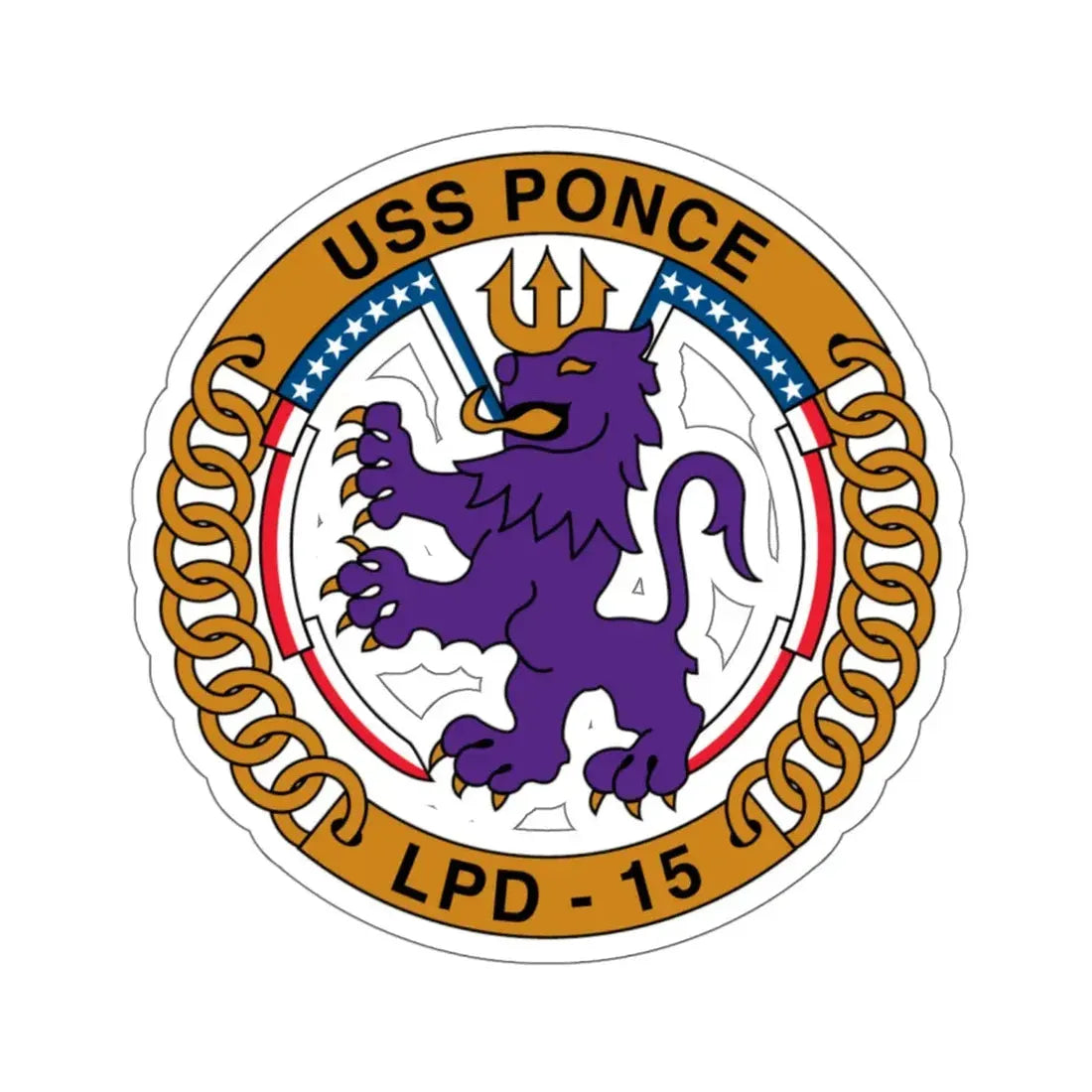 USS Ponce LPD 15 (U.S. Navy) STICKER Vinyl Kiss-Cut Decal 6 Inch White - The Sticker Space