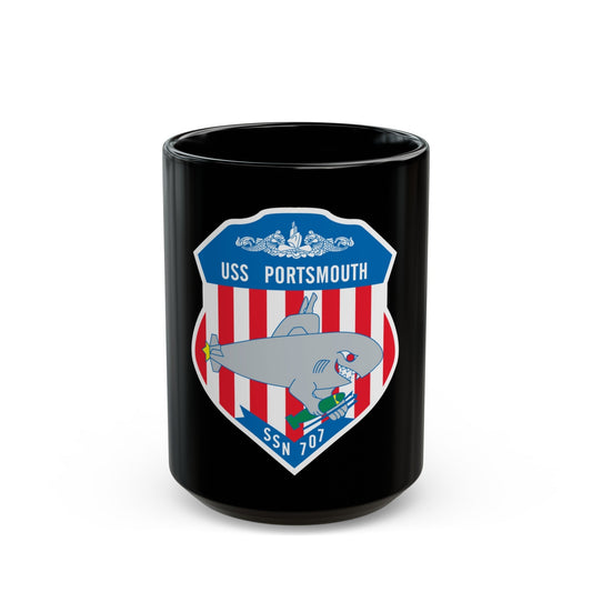 USS Portsmouth SSN 707 (U.S. Navy) Black Coffee Mug-15oz-The Sticker Space