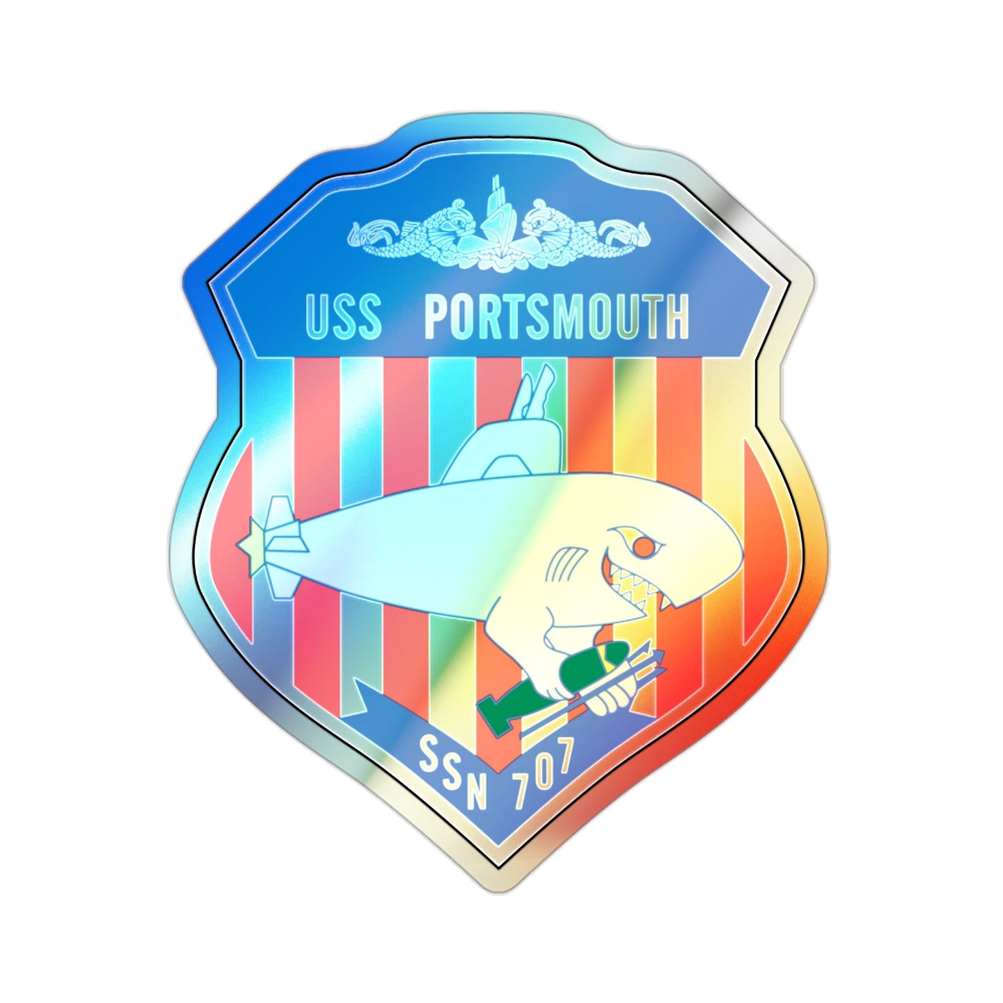 USS Portsmouth SSN 707 (U.S. Navy) Holographic STICKER Die-Cut Vinyl Decal-2 Inch-The Sticker Space