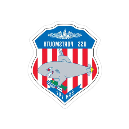 USS Portsmouth SSN 707 (U.S. Navy) REVERSE PRINT Transparent Die-Cut STICKER 2 Inch Die-Cut Transparent - The Sticker Space