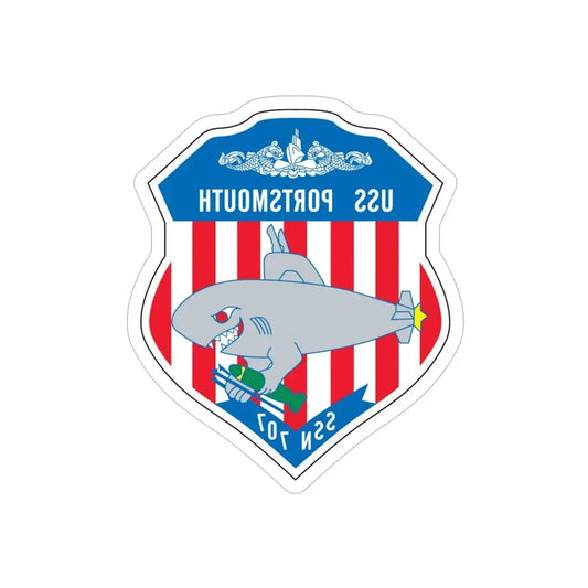 USS Portsmouth SSN 707 (U.S. Navy) REVERSE PRINT Transparent Die-Cut STICKER 6 Inch Die-Cut Transparent - The Sticker Space