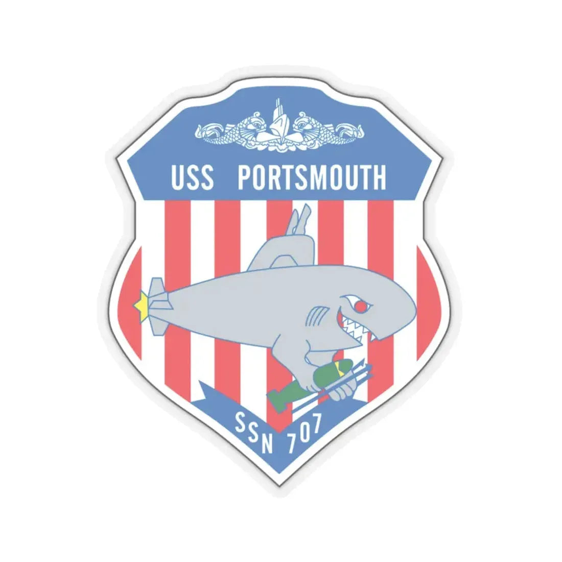 USS Portsmouth SSN 707 (U.S. Navy) STICKER Vinyl Kiss-Cut Decal 4 Inch Transparent - The Sticker Space