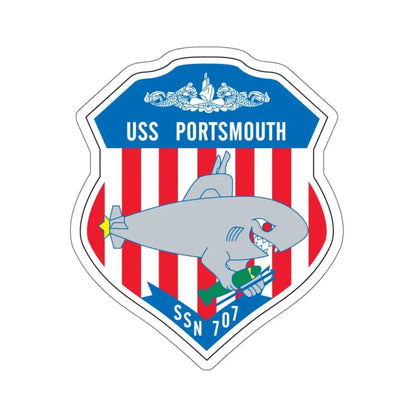 USS Portsmouth SSN 707 (U.S. Navy) STICKER Vinyl Kiss-Cut Decal 4 Inch White - The Sticker Space