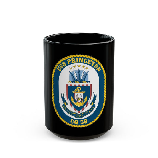USS Princeton CG 59 Crest (U.S. Navy) Black Coffee Mug-15oz-The Sticker Space