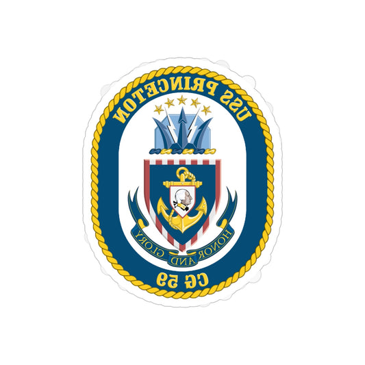 USS Princeton CG 59 Crest (U.S. Navy) REVERSE PRINT Transparent STICKER-6" × 6"-The Sticker Space