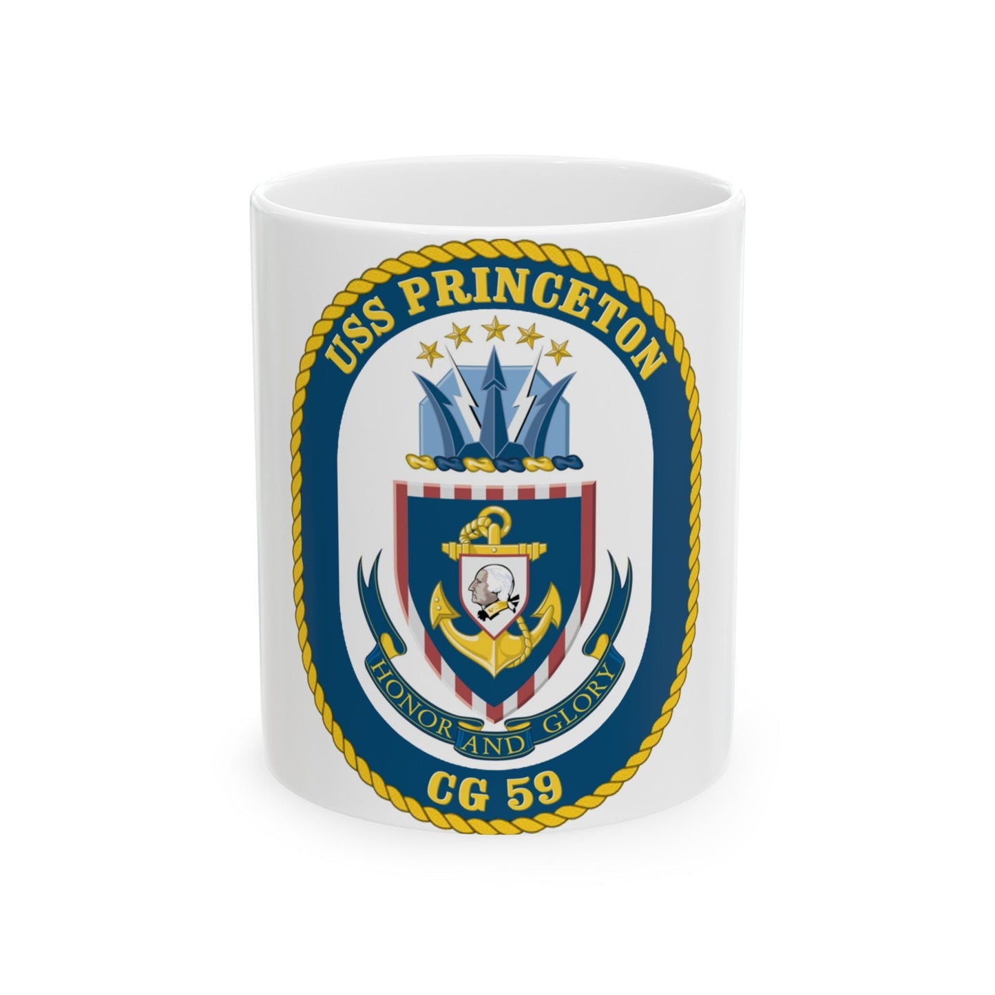 USS Princeton CG 59 Crest (U.S. Navy) White Coffee Mug-11oz-The Sticker Space