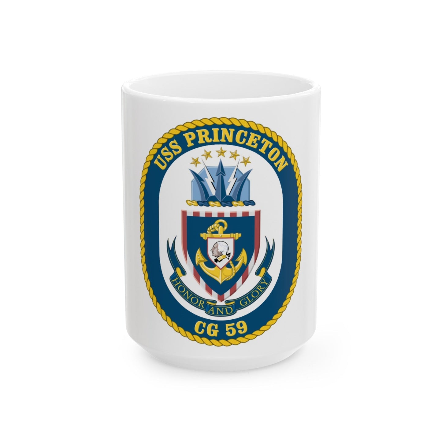 USS Princeton CG 59 Crest (U.S. Navy) White Coffee Mug-15oz-The Sticker Space