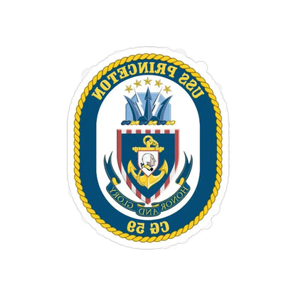 USS Princeton CG 59 Crest (U.S. Navy) REVERSE PRINT Transparent Die-Cut STICKER 3 Inch Die-Cut Transparent - The Sticker Space