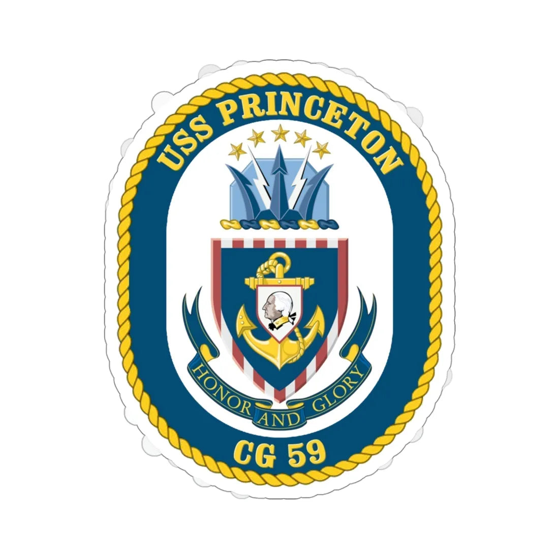 USS Princeton CG 59 Crest (U.S. Navy) STICKER Vinyl Die-Cut Decal 4 Inch - The Sticker Space