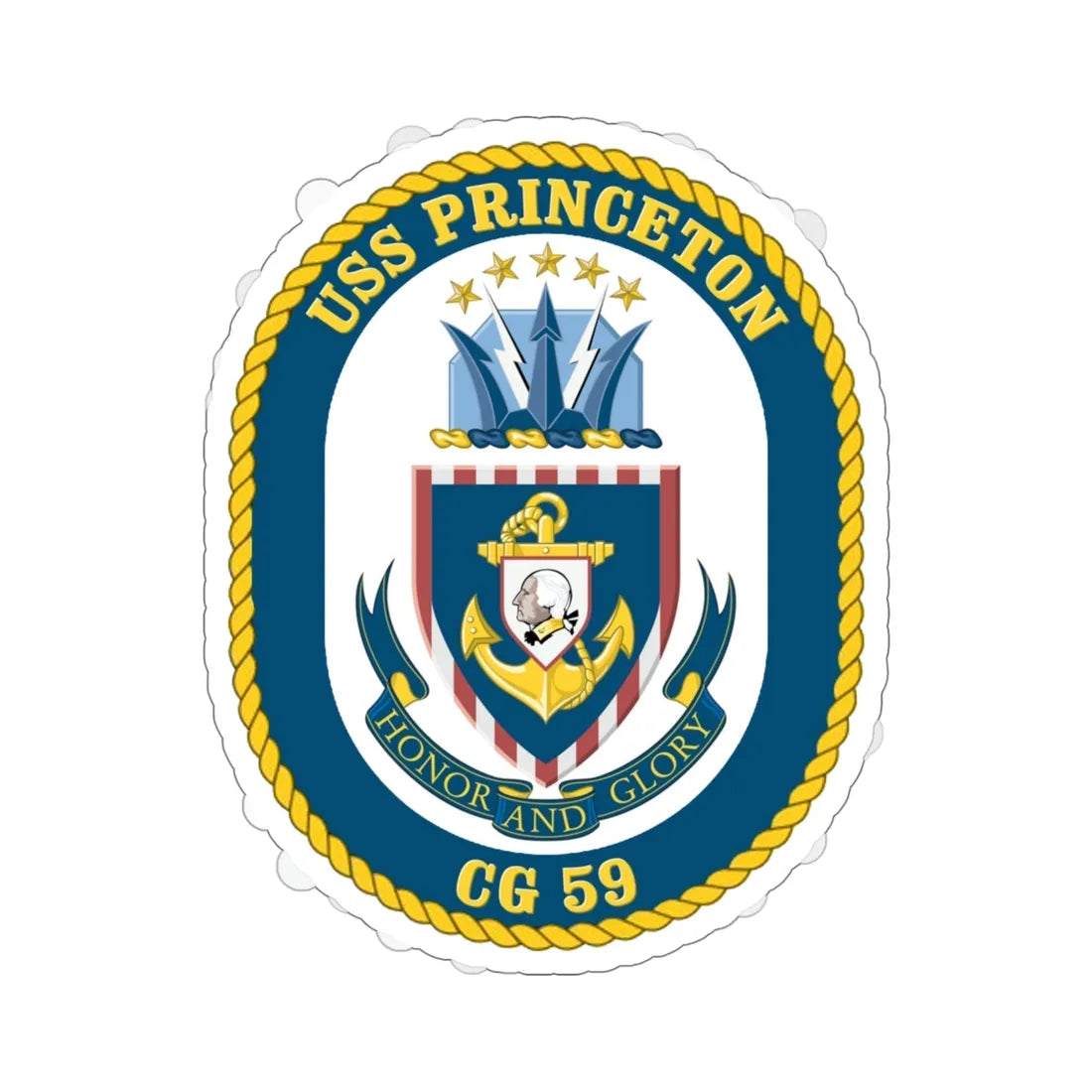 USS Princeton CG 59 Crest (U.S. Navy) STICKER Vinyl Die-Cut Decal 6 Inch - The Sticker Space