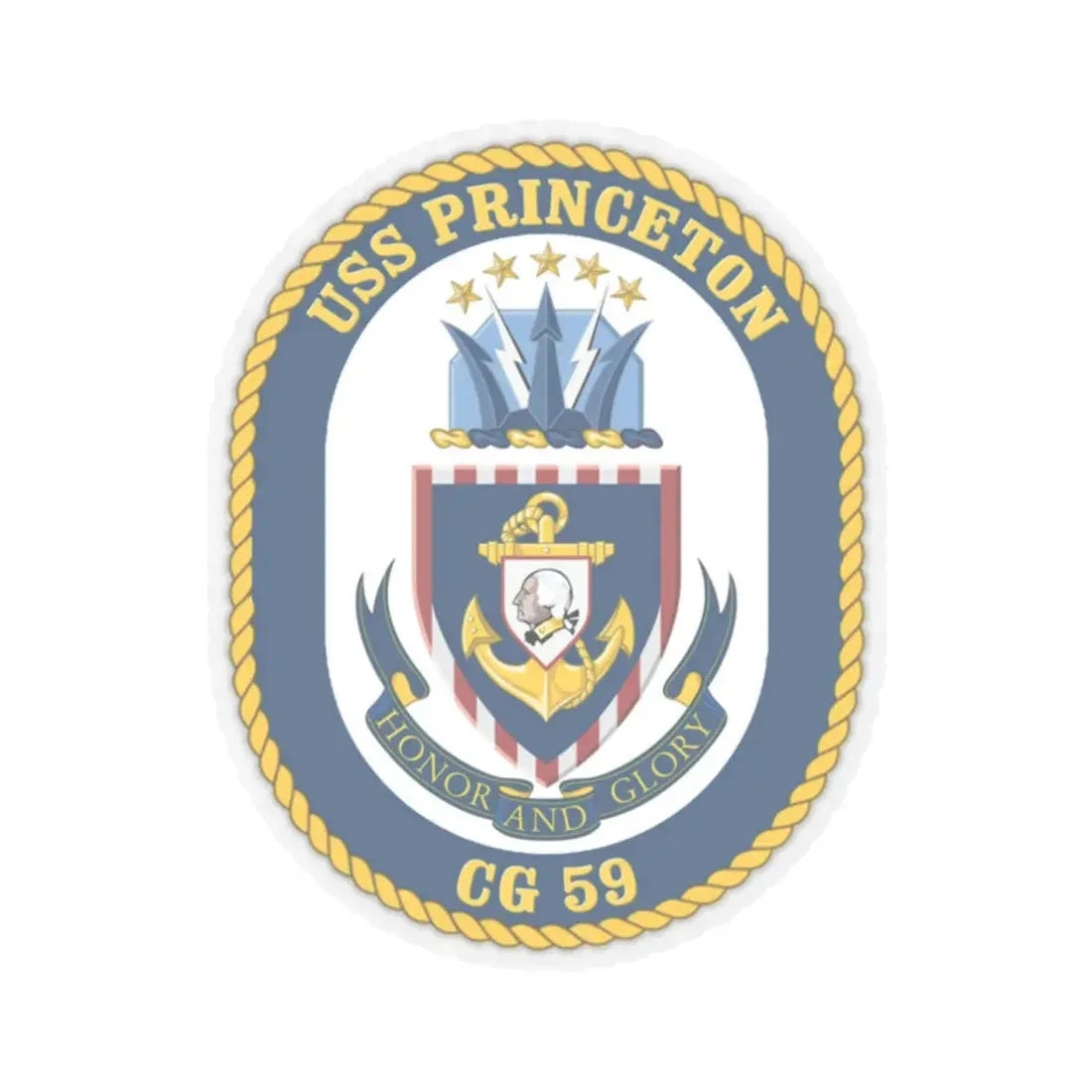 USS Princeton CG 59 Crest (U.S. Navy) STICKER Vinyl Kiss-Cut Decal 2 Inch Transparent - The Sticker Space