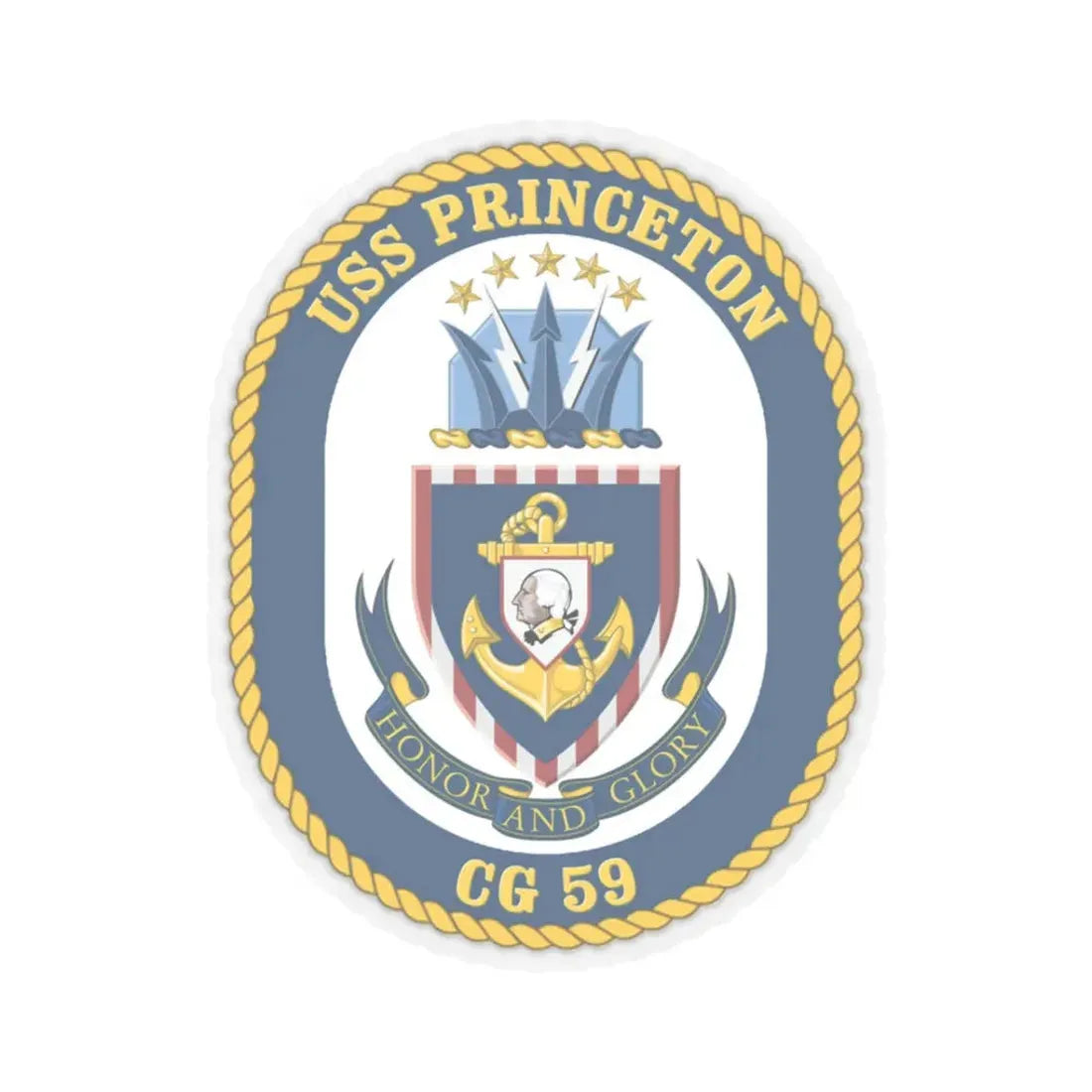 USS Princeton CG 59 Crest (U.S. Navy) STICKER Vinyl Kiss-Cut Decal 3 Inch Transparent - The Sticker Space