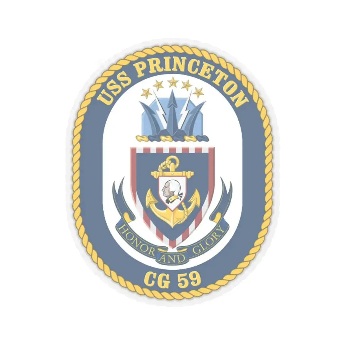 USS Princeton CG 59 Crest (U.S. Navy) STICKER Vinyl Kiss-Cut Decal 4 Inch Transparent - The Sticker Space
