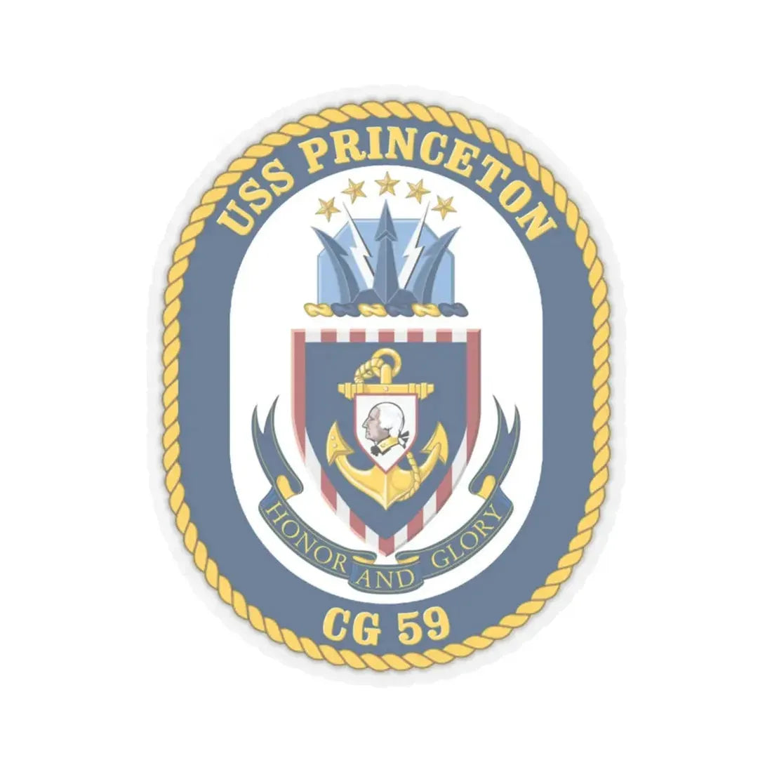 USS Princeton CG 59 Crest (U.S. Navy) STICKER Vinyl Kiss-Cut Decal 6 Inch Transparent - The Sticker Space