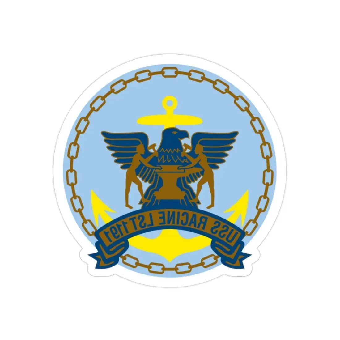 USS Racine LPT 1191 (U.S. Navy) REVERSE PRINT Transparent Die-Cut STICKER 2 Inch Die-Cut Transparent - The Sticker Space